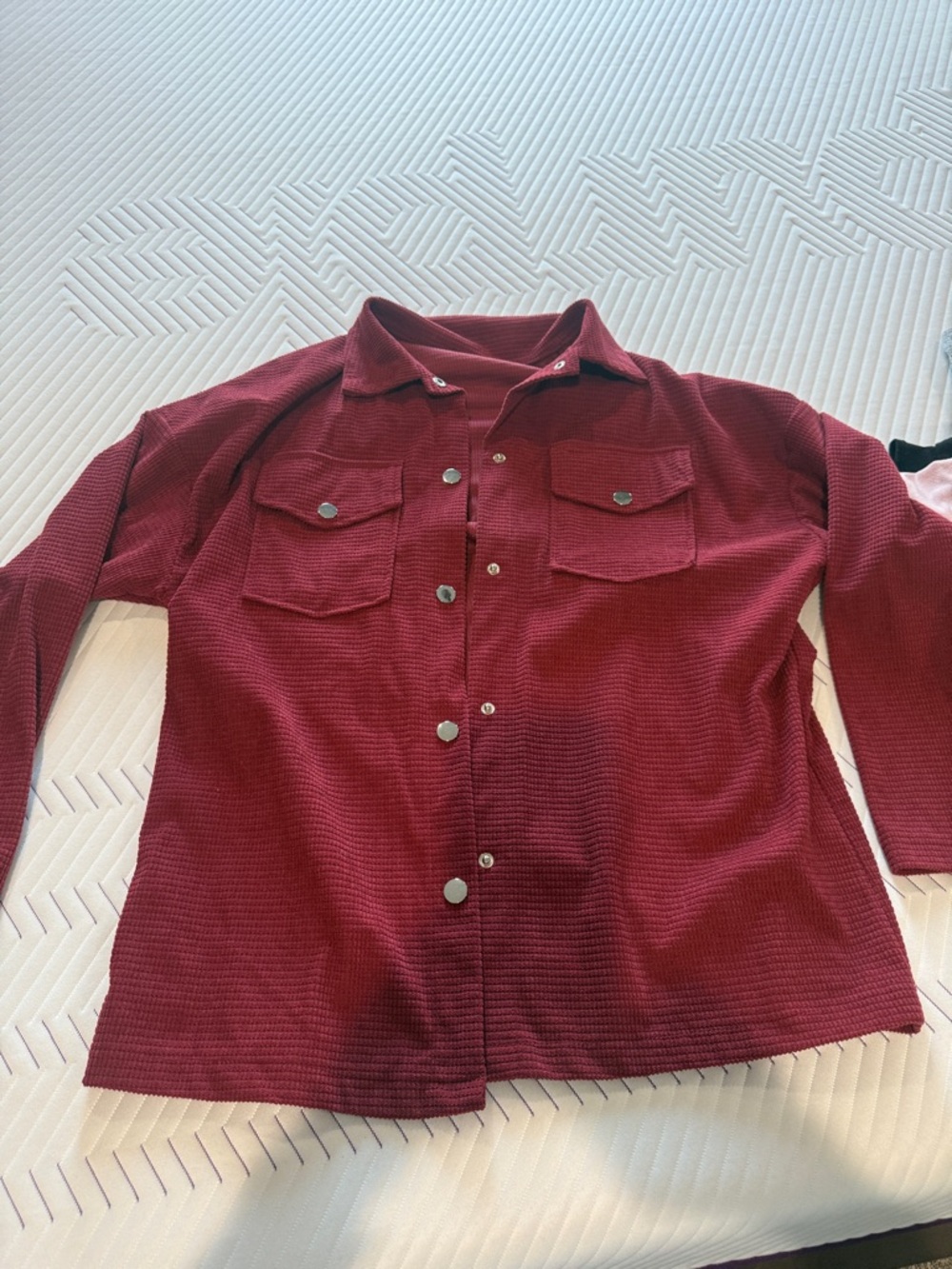 Women’s Burgundy Textured Button-Up Shacket